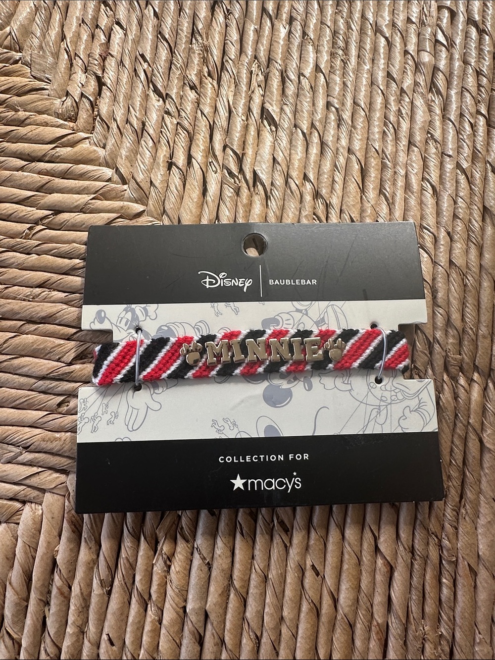 Disney BaubleBar Minnie Red Black White Woven Bracelet - Macy's Collection